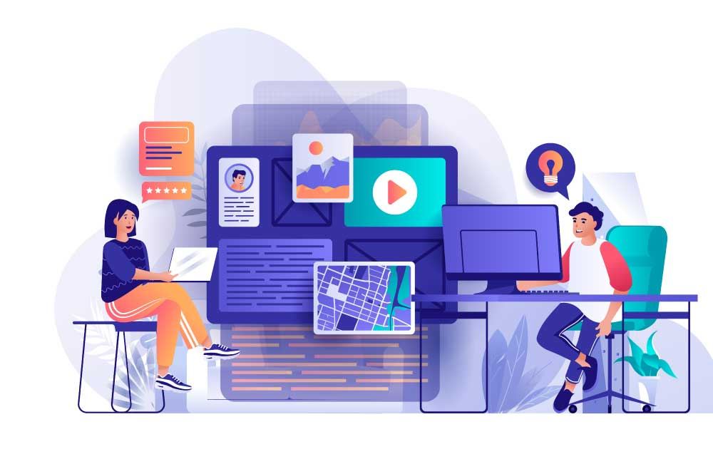Illustration: Recruiting am Bildschirm mit Bewerberprofilen