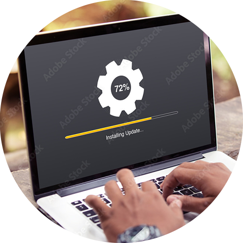 Laptop mit Installationsanzeige