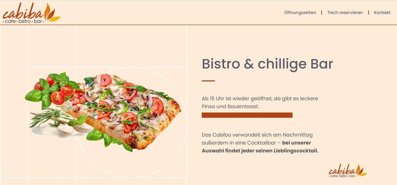 Startseite der Website Cabiba, gestaltet von EXIMIE