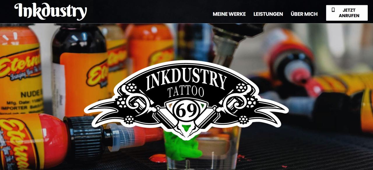 Startseite der Website Inkdustry, gestaltet von EXIMIE