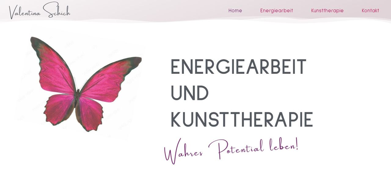 Startseite der Website Valentina Schich, gestaltet von EXIMIE